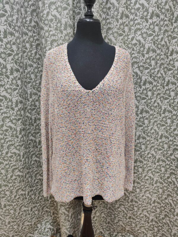 Jersey de punto de colores con cuello en V.